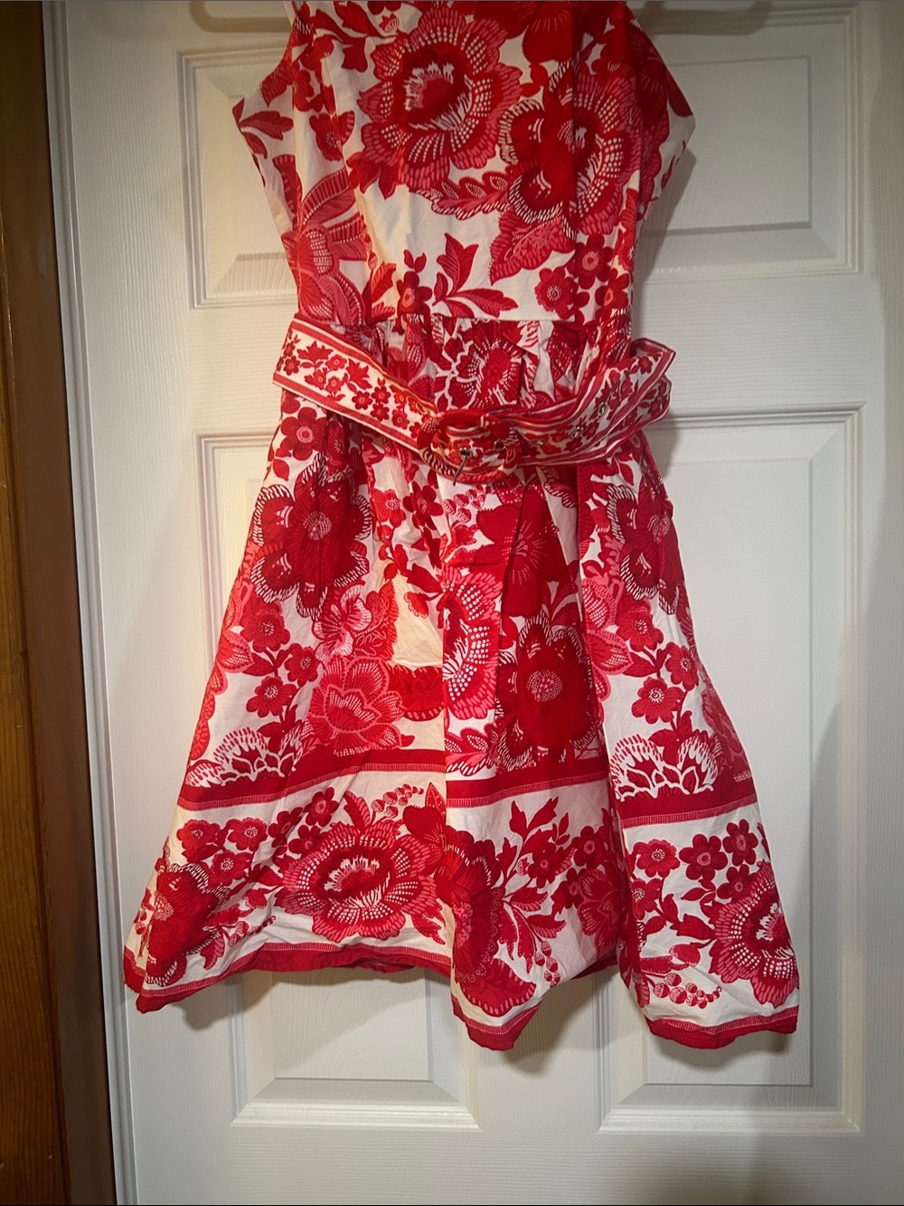 Joie Red and White Floral Sundress with Bow Waist